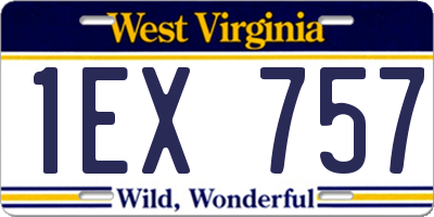 WV license plate 1EX757