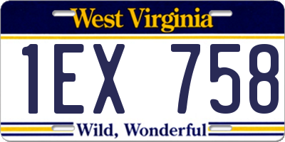 WV license plate 1EX758