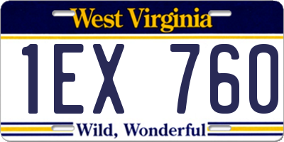 WV license plate 1EX760