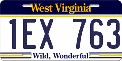 WV license plate 1EX763