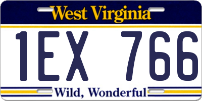 WV license plate 1EX766