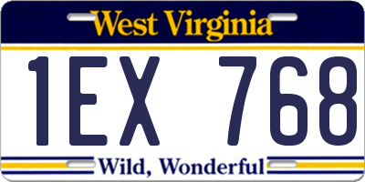 WV license plate 1EX768