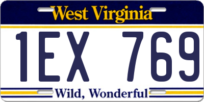 WV license plate 1EX769