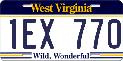 WV license plate 1EX770