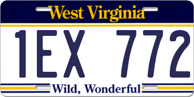 WV license plate 1EX772