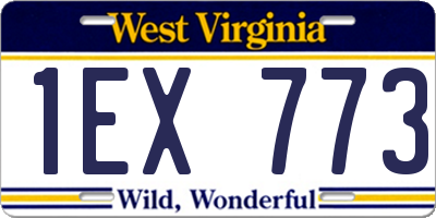 WV license plate 1EX773