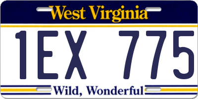 WV license plate 1EX775