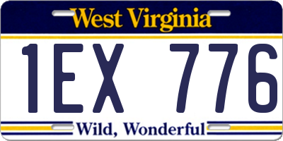 WV license plate 1EX776