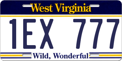 WV license plate 1EX777