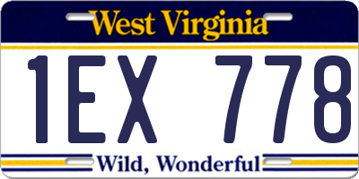WV license plate 1EX778