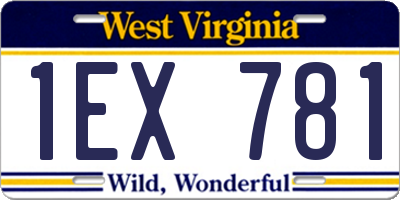 WV license plate 1EX781