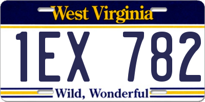 WV license plate 1EX782