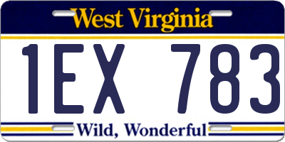 WV license plate 1EX783
