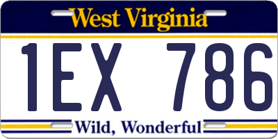WV license plate 1EX786