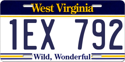 WV license plate 1EX792
