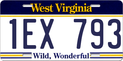 WV license plate 1EX793