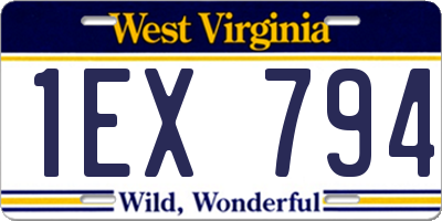 WV license plate 1EX794