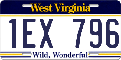 WV license plate 1EX796