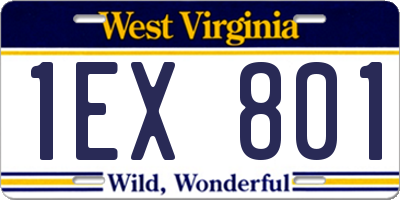 WV license plate 1EX801