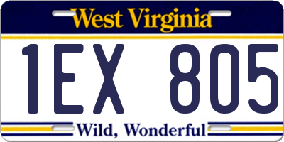 WV license plate 1EX805