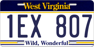 WV license plate 1EX807