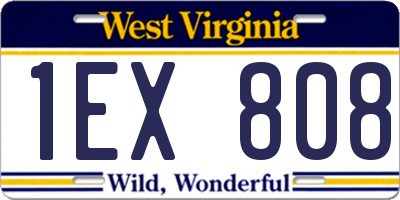 WV license plate 1EX808