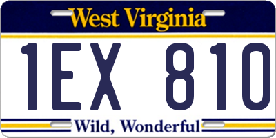 WV license plate 1EX810