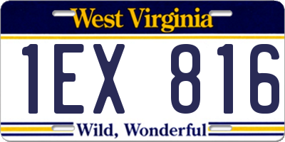 WV license plate 1EX816