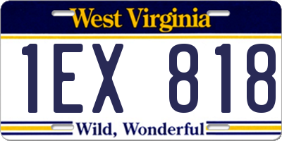WV license plate 1EX818