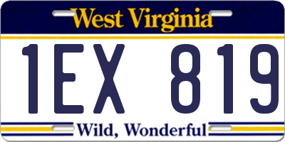 WV license plate 1EX819