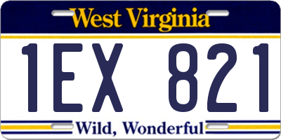 WV license plate 1EX821