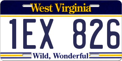 WV license plate 1EX826