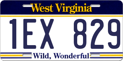 WV license plate 1EX829