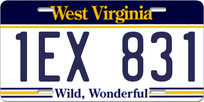 WV license plate 1EX831