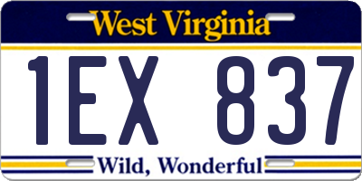 WV license plate 1EX837
