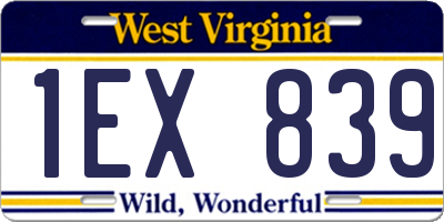 WV license plate 1EX839