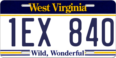 WV license plate 1EX840