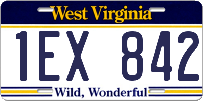 WV license plate 1EX842
