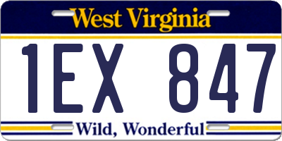 WV license plate 1EX847