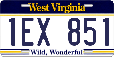 WV license plate 1EX851