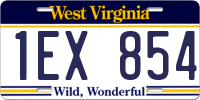WV license plate 1EX854
