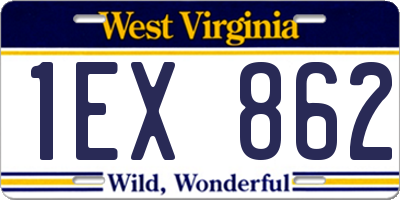 WV license plate 1EX862