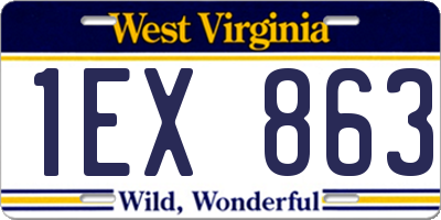 WV license plate 1EX863