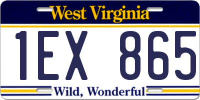 WV license plate 1EX865