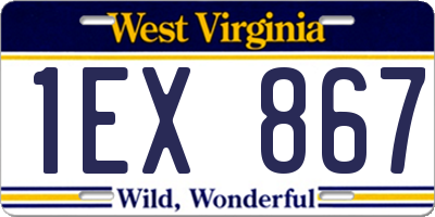WV license plate 1EX867