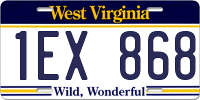WV license plate 1EX868