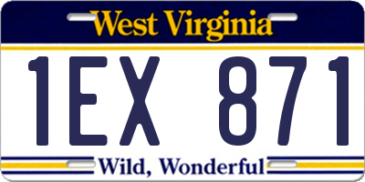 WV license plate 1EX871
