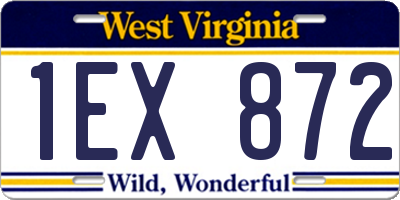 WV license plate 1EX872