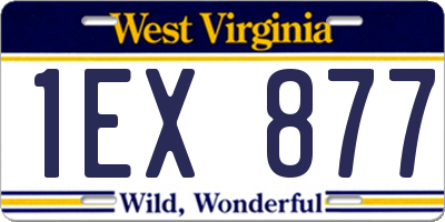 WV license plate 1EX877