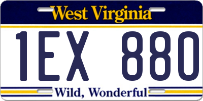 WV license plate 1EX880